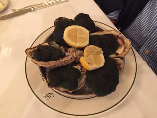 Galatoire's signature dishes Oysters Rockefeller
Shrimp Remoulade
Black Bottom Pecan Pie